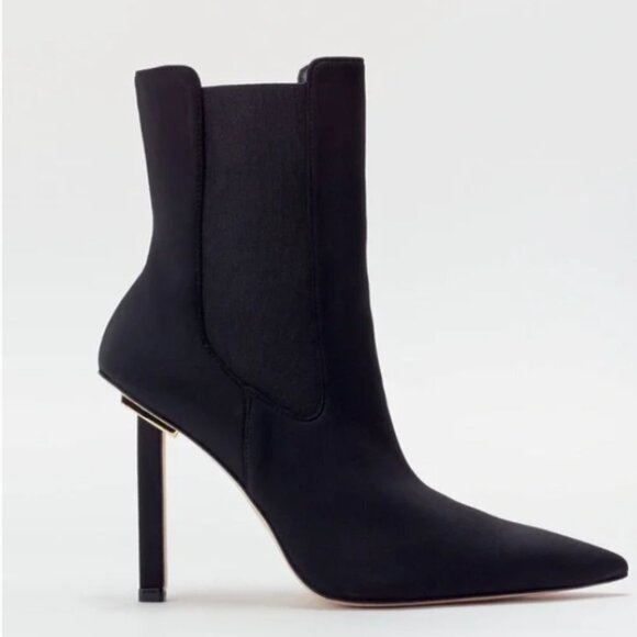 Good American High Kickstand Boots  Neoprene Black Pointed Toe Chelsea - Picture 2 of 8